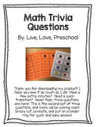 Preschool trivia questions and answers: Math Trivia Questions By Live Love Preschool Teachers Pay Teachers
