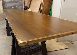 19 Oak Top Bronzed Brass Edge Trim Bronze Studs Oak Home Decor Dining Table