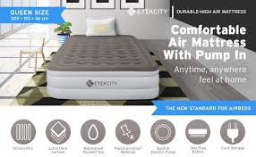 Etekcity Upgraded Queen Size Double Air Bed Air Mattress Blow Up Elevated Raised Airbed Inflatable Beds With Built In Ele Air Mattress Mattress Inflatable Bed