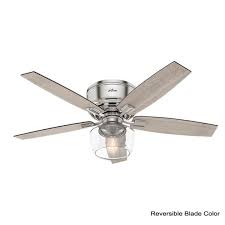 Attach blades and bulbs about the home depot: Hunter Bennett 52 In Led Low Profile Brushed Nickel Indoor Ceiling Fan With Light And Remote 53394 The Home Depot