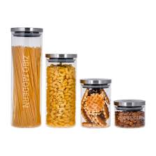 Stainless steel kitchen storage containers set. Stackable Kitchen Canisters Set Airtight Food Storage Canisters Set Of 4 Glass Storage Jar With Stainless Steel Air Tight Lid China Glass Jars And Glass Storage Jars Price Made In China Com
