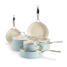 Farberware millennium porcelain nonstick is the collection for home cooks who want their cookware to be stylish and modern, yet retain the durability, reliability and exceptional glass lids lock in heat and flavor: Food Network Farmstead 10 Pc Nonstick Ceramic Cookware Set