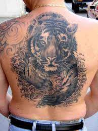 Large Black Ink Tiger Tattoo On The Back Tiger Tattoo Tattoos On Back Tiger Tattoo On Back