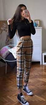 Aesthetic Black And White Striped Pants Outfit Ideas 29 Cool Ways To Wear Plaid Pants Fashion Aesthetic Clothes Fashion Outfits
