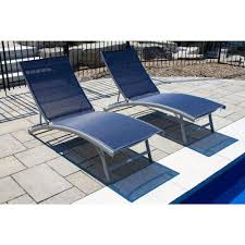 Vivere Clearwater Reclining Aluminum Outdoor Lounge Chair In Navy Steel 2 Pack Cwtl2 Ns The Home Depot Lounge Chair Outdoor Sun Lounger Patio Chaise