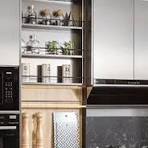 Korea Kit Green Gray Style Modern Design with Glossy Paint Thailand Teak  Kitchen Cabinets