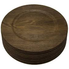 Gibson Home Feri Wooden Skin Luxe Chargers Set Of 12 985105732m The Home Depot Gibson Home Wood Chargers Brown Dinnerware