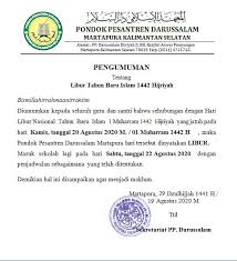 Secara garis besar, tidak ada perbedaan kop surat pondok pesantren dengan kop surat secara umum. Pondok Pesantren Darussalam Martapura Kalimantan Selatan Home Facebook