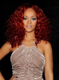 Rihanna S Red Curly Hairstyle Rihanna Red Hair Red Curly Hair Rihanna Hairstyles