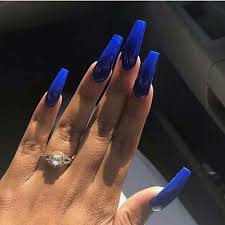 They come in all kinds of shapes and sizes. Dark Blue And Glitter Acrylic Nails Nail And Manicure Trends