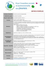 Mission locale de sélestat et environs. Offre D Emploi Mlhg Conseiller Niveau 1 Par Utilisateur Fichier Pdf