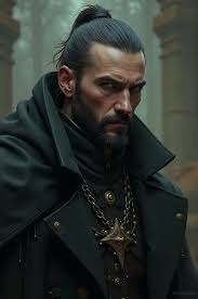 steampunk sorcerer priest rugged black male face fat