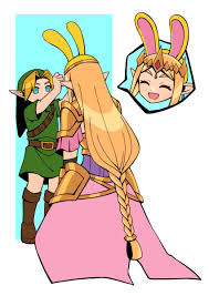 ocarina of time, absurdres, highres, 1boy, 1girl, armor, arms up, blonde  hair, blue eyes, boots, braid, bunny hood (zelda), closed eyes, crouching,  dress, earrings, hat, jewelry, long hair, open mouth, pointy ears, smile,  tiara, tunic - Image View - | Gelbooru ...