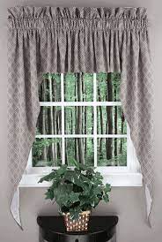 Bridget 63 Lined Swag Set Charcoal Rhf Jabot Swag Kitchen Curtains Swag Curtains Light Curtains Living Room Primitive Kitchen Decor