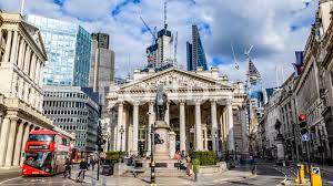 8k Time Lapse Zoom In View Of The Royal Exchange In The City Of London Stock Footage Ad View Royal Zoom Time London City Views Royal