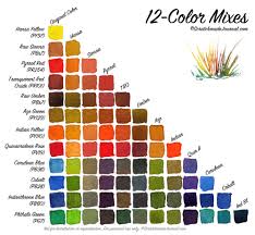 This color chart was painted using the printable art color mixing the creator of this color mixing chart observed that the chart is also helpful for new painters as they learn which brands to use for the desired effect. 12 Color Watercolor Palette Scratchmade Journal