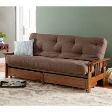 Solid tufted futon cover for a clean luxury upholstered sofa look (note: Mission Storage Futon Frame And Mattress Montgomery Ward