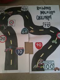 reading mileage challenge road for wall and kids have cars