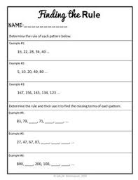 Finding The Rule Lesson 4th Grade Number Patterns Lesson Packet 4 Oa 5 Math Patterns Number Patterns Math