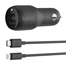 32w Usb C Car Charger Usb C To Lightning Cable Belkin