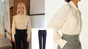 In a clip, holly was seen arriving at the studio with the staff welcoming her by singing stevie wonder's 'happy birthday' as she walked through a display of balloons. Holly Willoughby S This Morning Outfit Today How To Get Her Cream Blouse And Tailored Heart