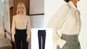 Holly is known for her glamorous and feminine dress sense and she is almost always photographed or filmed wearing. Holly Willoughby S This Morning Outfit Today How To Get Her Cream Blouse And Tailored Heart