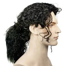 Braided hairstyle for curly hair. Amazon Com Black Curly Hair Wig Curly Hair Ponytail Michael Jackson Wig Popstar Mj Costume Men Women Kids Beauty