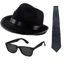 Blues Brothers Hat Sunglasses Black Tie Fancy Dress Costume Stag Party Gangster Costumes For Sale Hat Sunglasses Trilby Hat