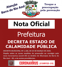 O estado de calamidade é, igualmente, ativado perante uma situação de calamidade. Noticia Prefeitura Decreta Estado De Calamidade Publica Prefeitura Municipal De Barra Do Rio Azul