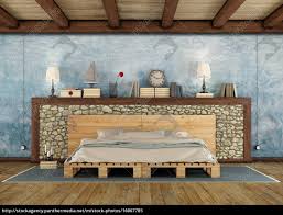 Rustikales schlafzimmer zimmer barhocker barhocker leder rustikal hocker modern dekor. Rustikales Schlafzimmer Mit Doppelbett Palette Lizenzfreies Bild 16067785 Bildagentur Panthermedia