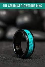 Star Dust Ring Yellow Gold Wedding Ring Mens Wedding Bands Unique Blue Wedding Band