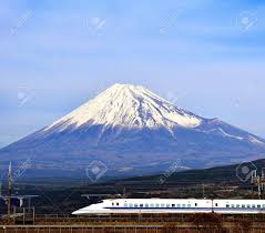 A Bullet Train Passes Below Mt Fuji In Japan Stock Photo Picture And Royalty Free Image Image 18222407