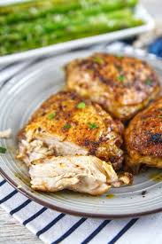 Best Crispy Oven Baked Chicken Thighs Keto Low Carb Recipe Recipe Oven Baked Chicken Thighs Baked Chicken Thighs Chicken Thigh Recipes Oven
