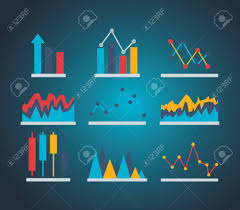 Chart Report Diagrams Financial Stock Market Set Vector Illustration