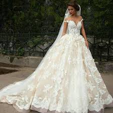 Champagne Wedding Dress Ball Gown 2020 Lace Applique Off The Shoulder Elegant Boho Wedding Gown Vestido De Novia Ball Gowns Wedding Wedding Dress Champagne Dream Wedding Dresses