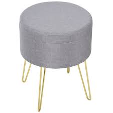 The camarones black swivel round ottoman has a firm top making it an ideal coffee table along with. Homcom Polyester Upholstered Round Ottoman Footstool Grey Gold Aosom Uk