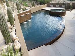 Not A Classic Pool This Contemporary Pool Is Built In A Half Moon With A Vanishing Edge Designed And Built By Cimarron Cir Vanishing Edge Pool Moon Pool Pool