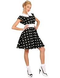 La robe vintage est synonyme de féminité. Deguisement Robe Noire A Pois Annees 50 Femme Deguise Toi Achat De Deguisements Adultes
