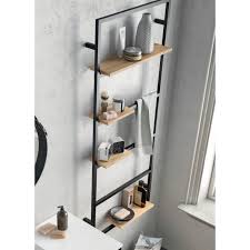 Etagere Echelle Avec Porte Serviette Bain Suspendu Vinci Avec Structure Alu Laque Noir Et Chene Afri Moveis Para Banheiro Decoracao Do Banheiro Ideias Estantes