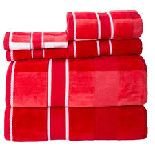 Target home pink & white cabana stripe (4pc) set bath & hand towels 100% cotton. 6pc Striped Bath Towel Set Red Yorkshire Home Target