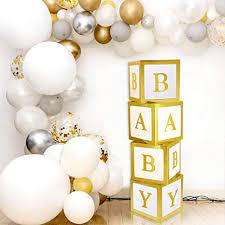 Amazon Com Baby Shower Decorations Gold Large Baby Box Baby Blocks Decorations For Baby Shower Boy Girl 1st Birthday Party Decorations By Qifu Home Kitchen