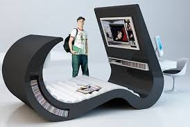 Hi Tech Furniture With Built In Tv And Computer I Would Like This Futuristic Bed Cool Furniture Funky Furniture