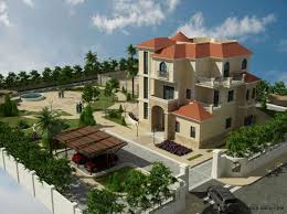 تصاميم فيلا ريف دمشق 3 طوابق arab arch brick exterior house fantasy house square house plans