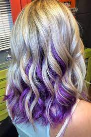 Perfect Blonde With Purple Orchid Underneath By Laura C Purple Blonde Hair Hidden Hair Color Peekaboo Hair