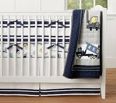 This luxurious 100% cotton woven sheet features bright and colorful construction trucks. Construction Crib Bedding Set Pottery Barn Kids