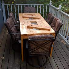 Patio Table With Built In Beer Wine Coolers Diy Patio Table Diy Patio Patio Table