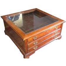 Humphrey bogart collection console table. Thomasville Display Beveled Glass Top Coffee Table W 1 Felt Draw 2 Storage Draws Aptdeco