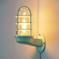 1 Light Plug In Sconce Lamp Caged Industrial Metal Glass Wall Light In Green For Bar Coffee Shop Takeluckhome Com