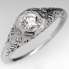 4.14 ct oval diamond pave ring. 1930 S Antique Filigree Diamond Engagement Ring 24ct G Vvs2