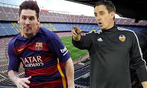 Estadio mestalla, valencia, spain disclaimer: Barcelona 7 0 Valencia Result Luis Suarez Scores Four And Lionel Messi Bags A Hat Trick Against Gary Neville S Woeful Side Daily Mail Online